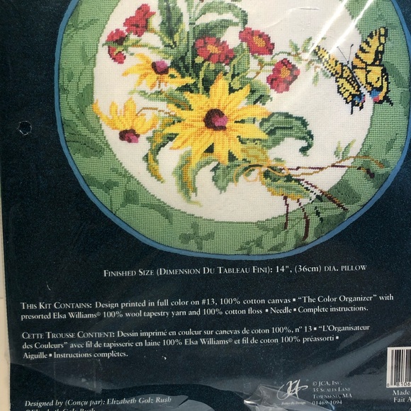 Vintage Needle Treasures Butterfly Bouquet Needlepoint Kit Pillow Flowers - Picture 3 of 6